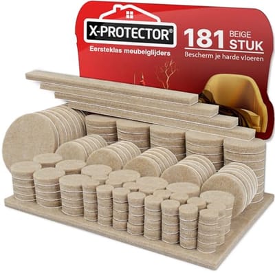 Meubelbeschermers - Viltjes vloer - Vloer beschermen - Extra grote set - 181 stuks - Beige