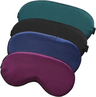 Set van 4 Zijden Slaapmaskers, Lichtdicht Nachtmasker voor Ontspanning, Reizen en Rustgevende Slaap