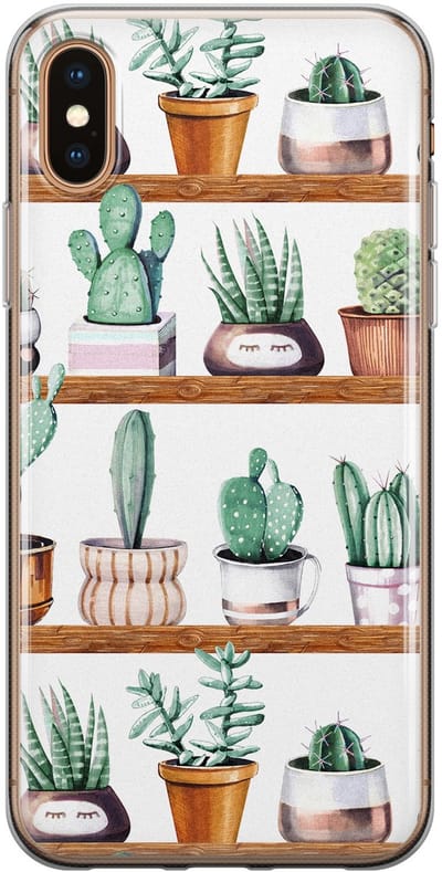 Leuke Telefoonhoesjes - Hoesje geschikt voor iPhone Xs - Cactus - Soft case - TPU - Planten - Groen