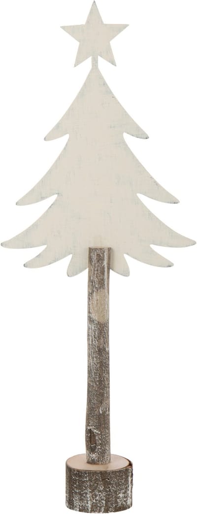 J-Line decoratie Kerstboom + Ster - ijzer/hout - wit - large