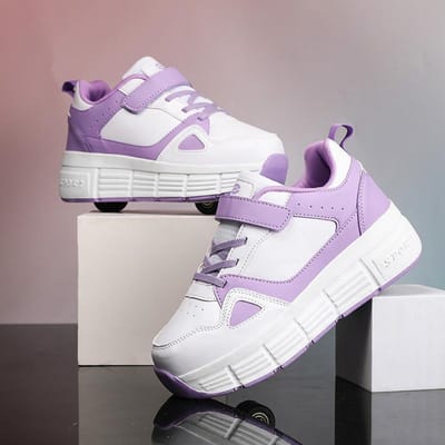 Nieuwe Runaway Schoenen Dubbel Wiel Katrol Schoenen Jongens Kinderschoenen met Wielen Meisjes Skates 31 gray