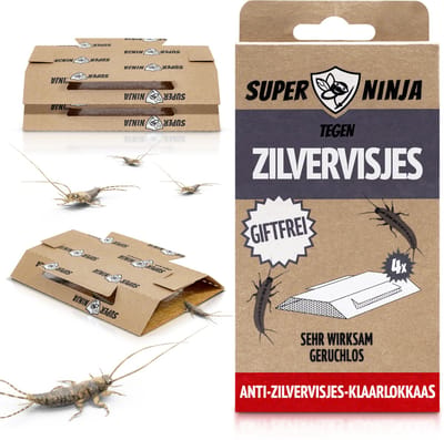 Super Ninja Zilvervisjesval - Ecologisch, Veilig en Effectief Zilvervisjes Bestrijden - 4 Zilvervisjes Vallen - Effectief tot 3 Maanden - Snel te Gebruiken en Niet Giftig