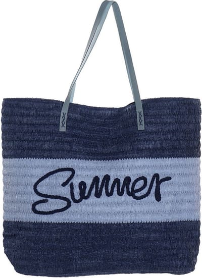 Item International Strandtas Summer - blauw mix - 40 x 38 cm - shopper - boodschappen - polyester