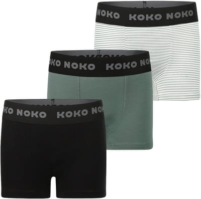 Koko Noko Jongens 3-Pack Boxershorts - Donkergroen