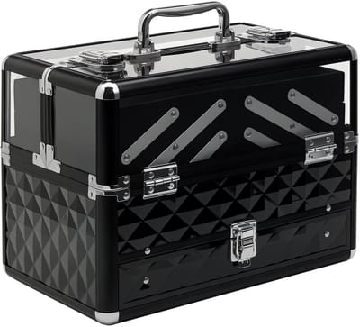 HOMCOM Make-upkoffer - Aluminium - 30x18x22cm - Zwart