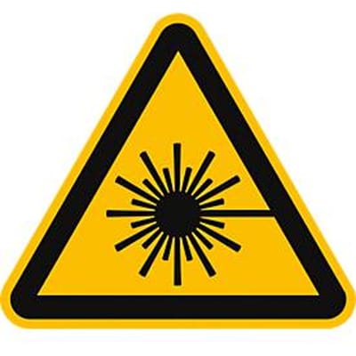moedel waarschuwingsbord "Waarschuwing voor laserstraal", volgens ISO 7010 W004, zelfklevende folie, B 30 x H 30 mm, 6 stuks/vel