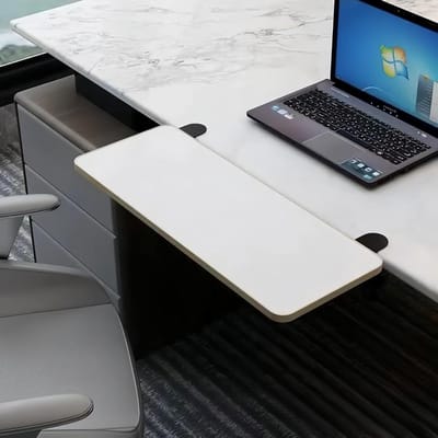 Bureauverlenger - Armsteun bureau - Comfortabel werken - Ergonomisch ontwerp - 76 x 24cm - Wit