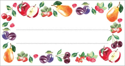 Zelfklevende etiketten fruitpatroon 85x45mm 20 st. - houdbaarheid etiket - weckpot etiket