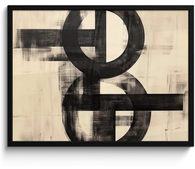 Poster in lijst - Fotolijst 80x60 cm - Posters - Cirkels - Balken - Zwart - Abstract - Posterlijst zwart - Decoratie - Wanddecoratie woonkamer - Muurdecoratie slaapkamer