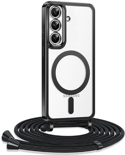 CaseMania TPU Case hoesje geschikt voor Samsung Galaxy S26 - Effen Zwart - TPU (Zacht) - Glimmend Zwart - Telefoonkoord - Compatible met MagSafe en Qi2