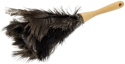 Plumeau Struisvogelveren - Lengte 38cm - Handvat in Hout