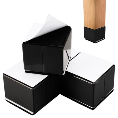 Ynkkvre - Set van 4 Meubelverhogers - Koolstofstaal - Zelfklevend - 60 x 60 x 50 mm - Zwart - Voor Sofa, Tafel, Stoel, Kast, Bed
