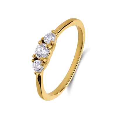 Lucardi Dames Stainless steel goldplated ring met zirkonia voor dames - Ring - Staal - Goudkleurig - 16 / 50 mm