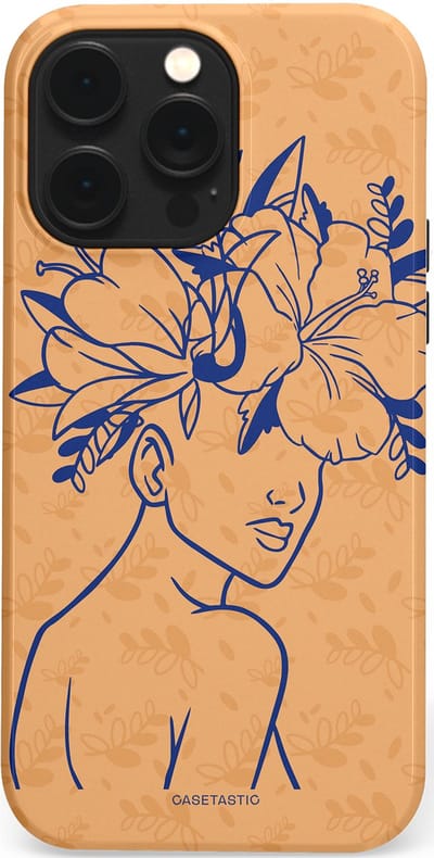 Casetastic hoesje geschikt voor Apple iPhone 14 Pro Max - MagSafe - Dubbellaagse bescherming - Lijn en Bloesem - Fashion Case - Perzik