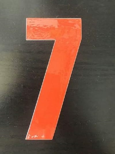 Reflecterend Cijfersticker: 7 ORANJE 16,5cm  - Brievenbussticker, Plaknummer, Huisnummersticker, Kliko sticker, Containersticker