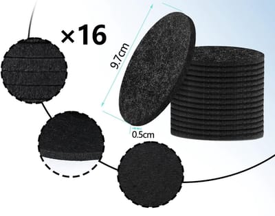Dailygoods- Onderzetters Set van 16 - Ronde Onderzetters - Herbruikbare Onderzetters - Zwarte Onderzetters - 10 cm Diameter - Duurzame Bescherming - Onderzetter