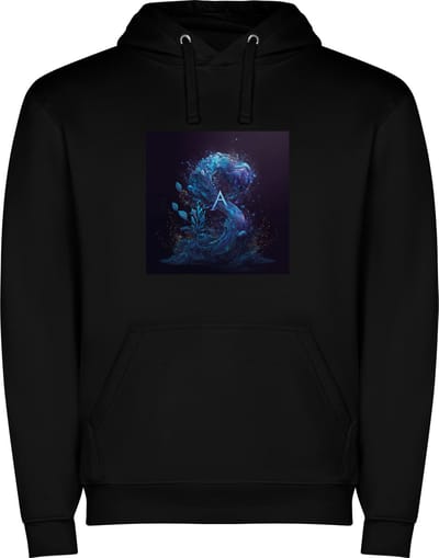 Zwarte unisex hoodie met “ Kleurrijke Sterrenbeeld Waterman – Astrologie – Horoscoop – Zodiac Signs “ Print Full Color Color merk Roly maat S