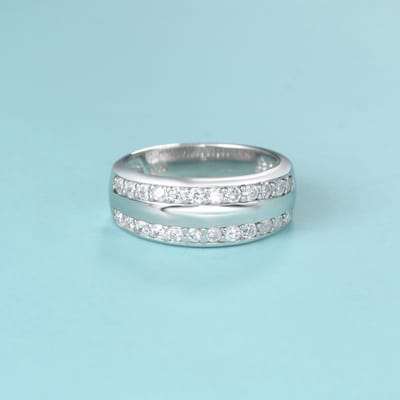 Quiges - Ring Klassiek Solitair in Vintage Stijl van 925 Zilver met Zirkonia Stenen Transparant - QSR11619