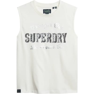 Superdry Archive Aansluitende Tanktop met Versieringen Crème Grootte: 36