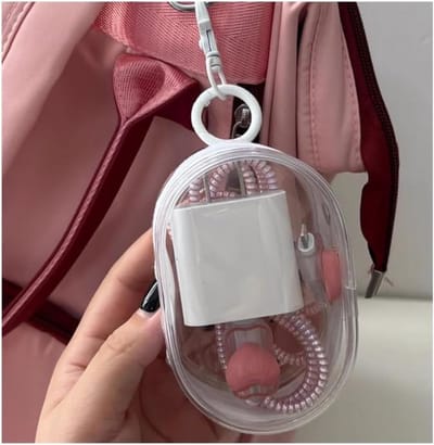 Oplaadbare Data Kabel en Accessoires Opbergdoos - Draagbare Hoofdtelefoon en Oordopjes Organizer 10.5X7X4cm
