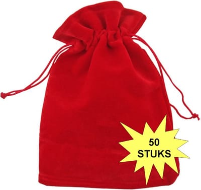 Fako Bijoux - Fluweel Cadeau Zakjes - Velours - 10x12cm - Rood - 50 Stuks