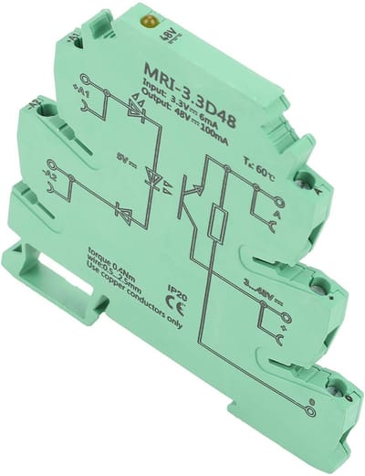 Dailygoods- Relaismodule 3,3 VDC Ingang - 48 VDC Uitgang - DIN-railinstallatie - Ultradun Ontwerp - Ruimtebesparend - Plug and Play Systeem - Relais