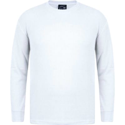 Fabric Heren Wafel T-shirt met lange mouwen (Wit)