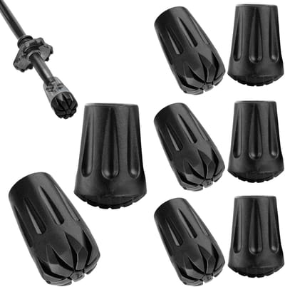 Set van 8 Rubber Einden voor Wandelstokken, Vervangende Buffers voor Trekkingstokken, Geschikt voor Asfalt, Grind en Bergachtige Terrains