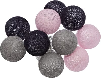 Atmosphera LED Lichtslinger - Batterijen niet inbegrepen - 10 ballen - o6cm - Grijs/Taupe/Paars OF Grijs