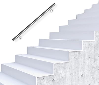 Roestvrijstalen Trapleuning 100 cm - Muur- en Wandleuning voor Binnen en Buiten - Inclusief Wandhouders en Montagemateriaal