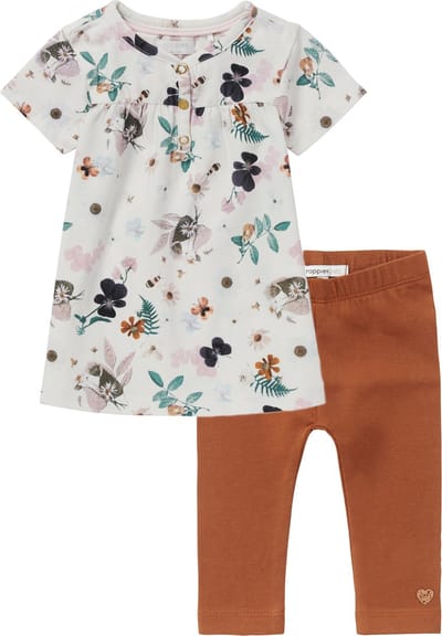 Noppies - kledingset - 2delig - jurk gebloemd - legging bruin - Maat 62