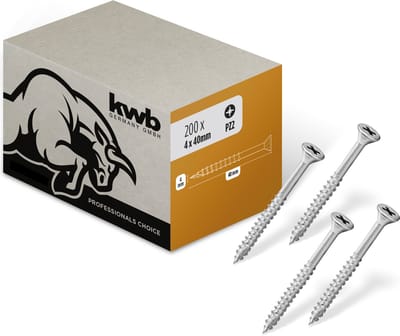 kwb houtschroeven 200 stuks houtschroeven spaanplaatschroeven houtschroeven gedeeltelijke draad Cr3 coating type 17 boor