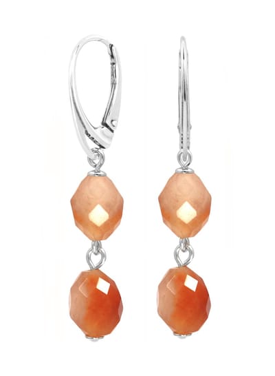 ARLIZI 2429 Oorbellen perzik-beige jade kralen hanger - sterling zilver - 4,5 cm
