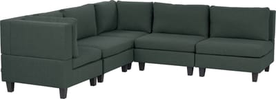 UNSTAD - 5-zitsbank modulair - Donkergroen - Rechtszijdig - Polyester