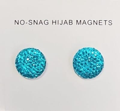 2x Hoofdoek Magneet - Magnetische Broche - Magneetbroche - Sjaal - Hijab Accessoires - Abaya - 14mm - Set 2 Stuks - Aqua
