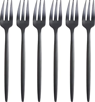 House of Husk Matte Gebaksvorkjes - Dessertvorken - Taartvorkjes - Cocktailvorken - 6 Stuks - RVS - Zwart