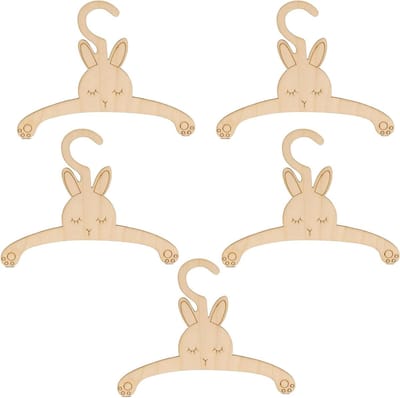 Baby Hangers - Kinder Kledinghangers - Kleding Opbergen - Schattig Konijn Design - 5 Stuks - Houtkleur