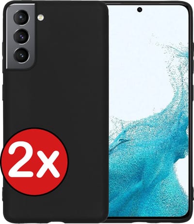 Hoesje - 2 Stuks - Geschikt voor Samsung Galaxy S22 - Sterk & Shockproof - Telefoonhoes - Back Cover - Case Siliconen - Telefoon Hoes - Zwart