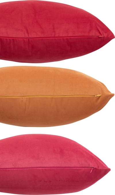 J-Line kussen - fluweel - oker/roze - 3 stuks