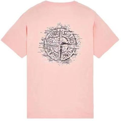 Stone Island T-shirt met Logo op Borst en Rug Roze Heren Streetwear 78152NS89-V0080 M gray