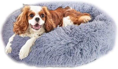 Hondenbed, wasbaar, pluizig kattenbed, hondenbed, wollig, donut, pluche, kattenbed, hondenmat, pluche hondenkussen, hondenmand voor kleine middelgrote honden, katten (lichtgrijs)