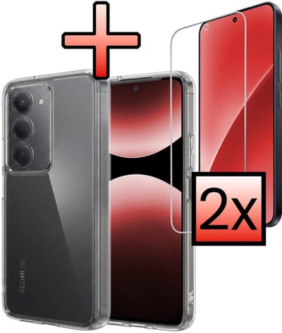 Hoesje - Met 2x Screenprotector - Geschikt voor Xiaomi 15 - Sterk & Shockproof - Back Cover - Siliconen Case - Telefoon Hoes - Transparant