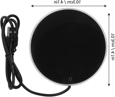 Intelligente USB bekerverwarmer met constante temperatuur van 55°C, verwarmingsonderzetter voor kopjes en glazen, Ø 10,5 cm, ideaal voor warme dranken en koffie