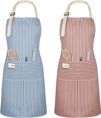 Waterdichte en Verstelbare Keuken Schort met Pocket, Ideaal voor Koken, Tuinieren en Restaurants, Unisex, Rood+Blauw