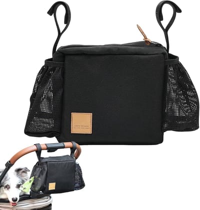 Huisdier Organizer - Draagtas Kinderwagen - Reizen met Huisdier - Veilig Bevestigingssysteem - 26x19.5x8 cm - Enkele Attribuut