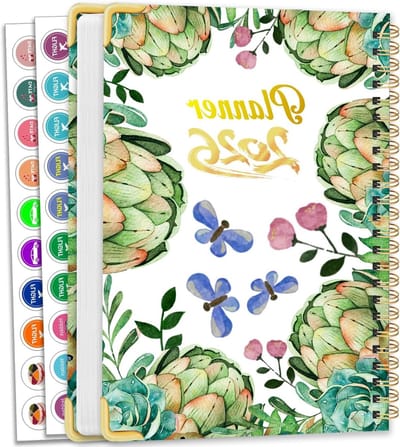 2026 Agenda en Planner – Hardcover Maand- en Weekplanner 15.8×21.7cm, Bloemontwerp Organisator met Tabs, Notitiepagina's en Stickers voor Productiviteit Thuis en op Werk