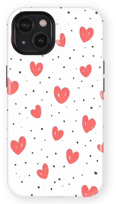 Tough Hoesje met Hartjes geschikt voor iPhone 14 | Little Love Tough Case Geschikt voor Mag | Hartjes Print Backcover geschikt voor iPhone 14 Cherry Hearts