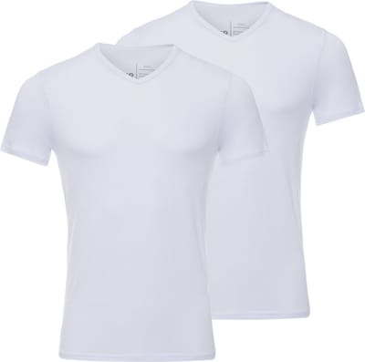 BOXR Underwear - Bamboe T-Shirt Heren - V-Hals - Wit - Zijdezacht - Thermo Control - Ondershirt Heren - 2-Pack