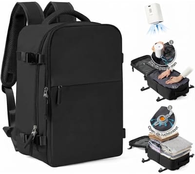 SP® Vacuümrugzak - Casual Rugzak voor Dames - Waterdichte Laptoprugzak - Zwart - 20cm x 40cm x 25cm