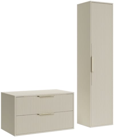 Badplaats Wastafelkast Rimini 80 cm – Beige – Badmeubel met Kolomkast